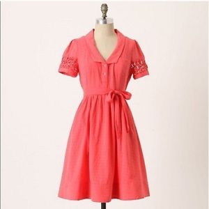 Maeve Coral Swissdot Tiny Windows Dress